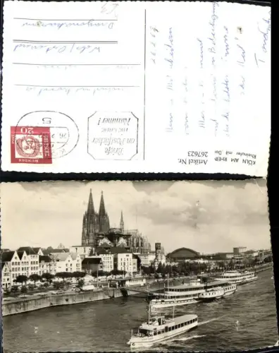 267623,Schiff Binnenschiff Köln a. Rhein Rheinufer m. Dom Dampfer Henry Ford II