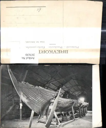 267630,Schiff Binnenschiff Gokstadskirbet Holzschiff aufgebockt Museum