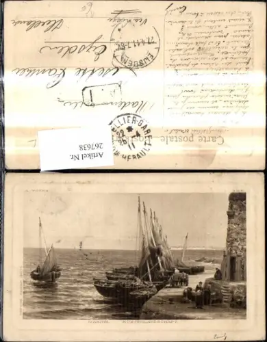 267638,Künstler Ak A. Young Schiff Segelschiff Segelboot Hafen Marine Küstenlandschaft