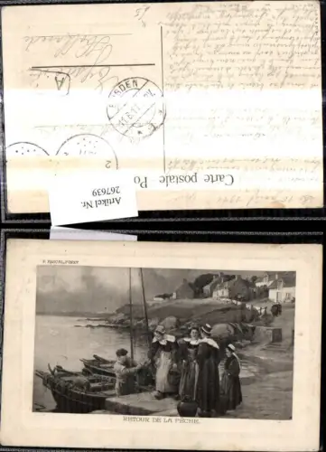 267639,Künstler Ak P. Pascal Schiff Segelboot Hafen Frauen Retour de la Peche