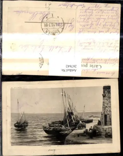 267642,Künstler Ak A. Young Schiff Segelschiff Segelboote Hafen Marine Küstenlandschaft