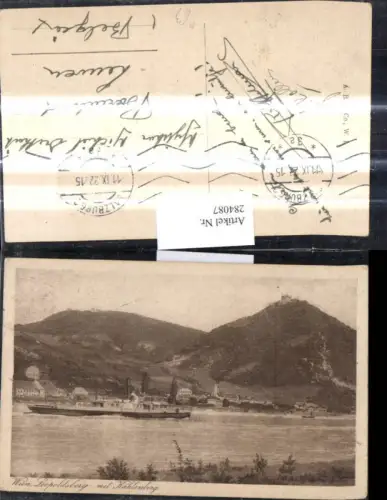 284087,Schiff Binnenschiff Dampfer Wien Leopoldsberg m. Kahlenberg