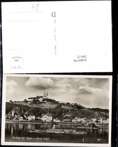 284115,Foto Ak Schiff Binnenschiff Dampfer v. Marbach a. d. Donau u. Maria Taferl Wallfahrtskirche