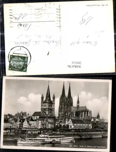 284131,Schiff Binnenschiff Dampfer Schiller Köln Dom St Martin u. Stapelhaus