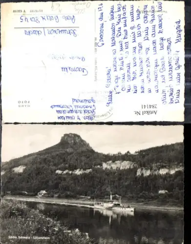 284141,Foto Ak Schiff Binnenschiff Elbe Dampfer Sächsische Schweiz Lilienstein
