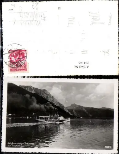 284146,Foto Ak Schiff Binnenschiff Dampfer Salzkammergut Traunsee m. Traunstein