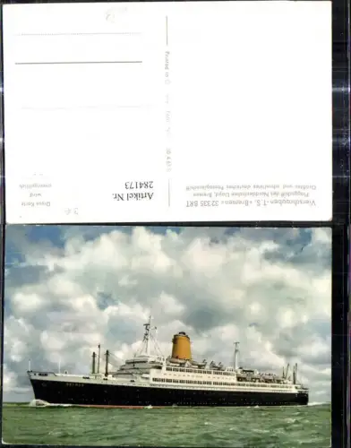 284173,Schiff Hochseeschiff Vierschrauben T.S. Bremen 32335 BRT Norddeutschen Lloyd Bremen