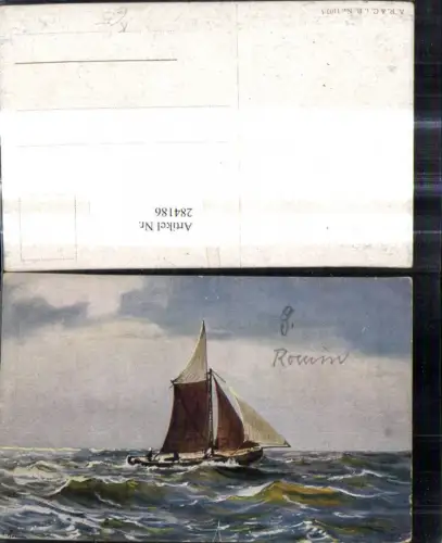 284186,Künstler Ak Schiff Segelschiff Segelboot b. stürmischer See