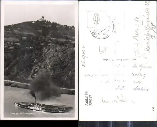 289537,Foto Ak Schiff Binnenschiff Dampfer Babenberger Linz a. d. Donau Pöstlingberg