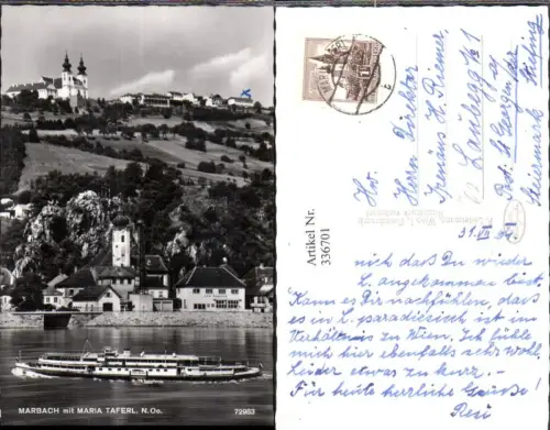 336701,Foto Ak Marbach m. Maria Taferl Schiff Binnenschiff Dampfer Stadt Wien