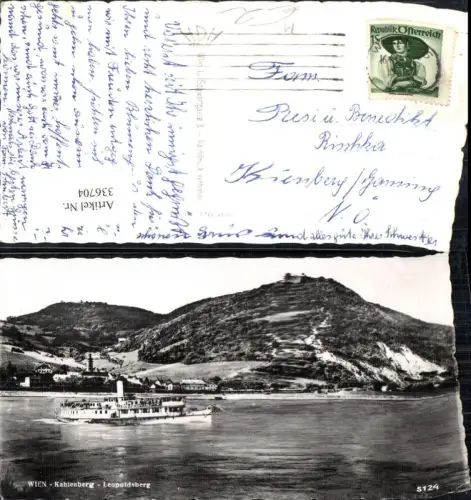 336704,Foto Ak Wien Kahlenberg Leopoldsberg Schiff Binnenschiff Dampfer
