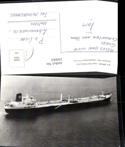 336883,Foto Ak Hochseeschiff Schiff m.s. Dallia Reder Shell Tankers B.V. Tanker Tankschiff