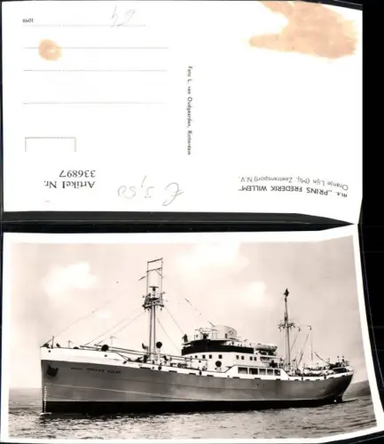 336897,Foto Ak Hochseeschiff Schiff m.s. Prins Frederik Willem Oranje Lijn Mij Zeetransport N.V.