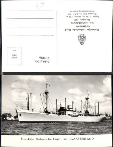 336896,Foto Ak Hochseeschiff Schiff m.s. Gaasterland Koninklijke Hollandsche Lloyd