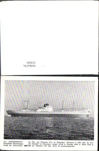337059,Hochseeschiff Schiff m.s. Woensdrecht Phs. van Ommeren N.V. Rotterdam
