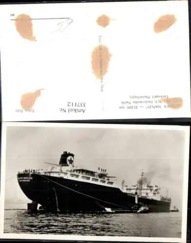 337112,Foto Ak Hochseeschiff Schiff Caltex Naples N.V. Nederlands Pacific Tankvaart Maatschappij
