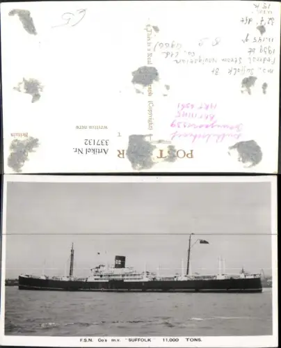 337132,Foto Ak Hochseeschiff Schiff F.S.N. Co m.v. Suffolk