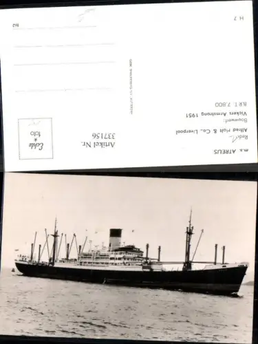 337156,Foto Al Hochseeschiff Schiff m.s. Atreus Alfred Holt Co Liverpool