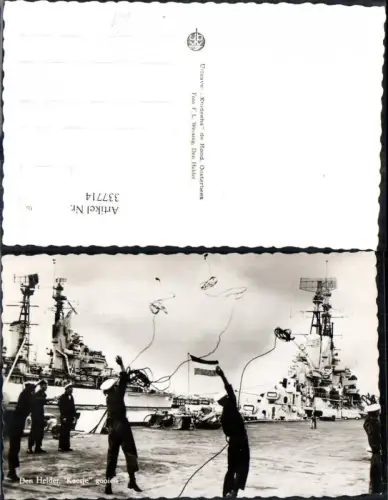 337714,Foto Ak Schiffe Kriegsschiffe Marine Den Helder Keesje gooien Matrosen m. Seile