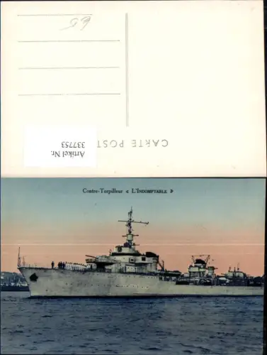 337753,Schiff Kriegsschiff Marine Contre-Torpilleur L Indomptable