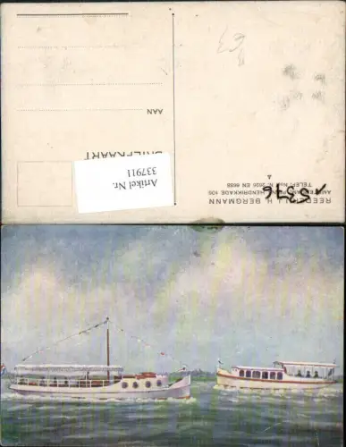 337911,Künstler Ak Schiffe Binnenschiffe Reederij J. H. Bergmann Amsterdam