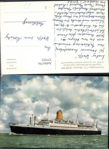 337923,Schiff Hochseeschiff Vierschrauben T. S. Bremen Norddeutschen Lloyd