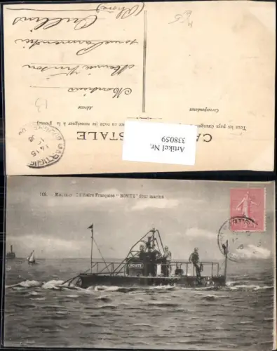 338059,Künstler Ak U-Boot Bonite Sous-Marins Marino Militaire Francaise Segelboot