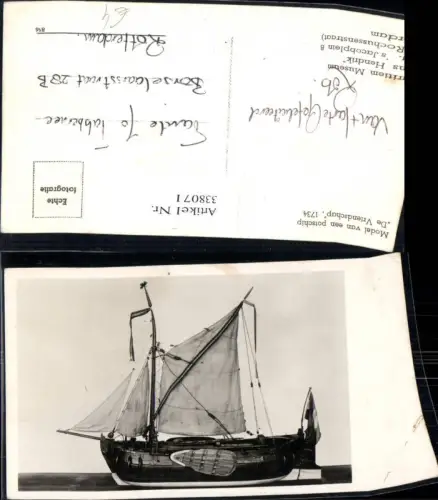 338071,Foto Ak Modell Schiff Segelschiff Model van een potschip De Vriendschap 1734 Rotterdam Museum
