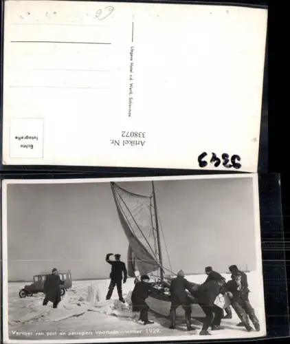 338072,Foto Ak Schiff Segelboot a. Eis Winter 1929 Vervoer van post en passagiers voorheen