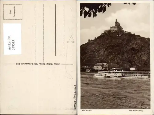339513,Foto Ak Schiff Binnenschiff Dampfer Vaterland b. d. Marksburg Rhein