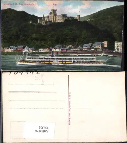 339532,Schiff Binnenschiff Dampfer Lohengrin Kapellen u. Schloss Stolzenfels