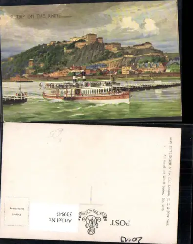 339543,Künstler Ak Schiff Binnenschiff Dampfer A trip on the Rhine Rhein