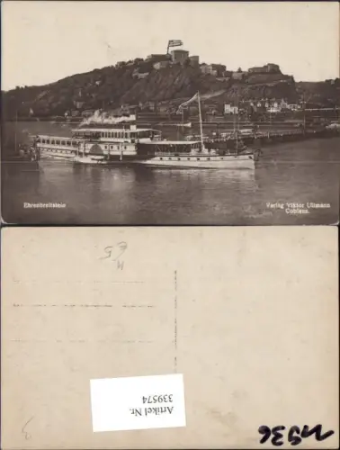 339574,Schiff Binnenschiff Dampfer Rhein b. Ehrenbreitstein