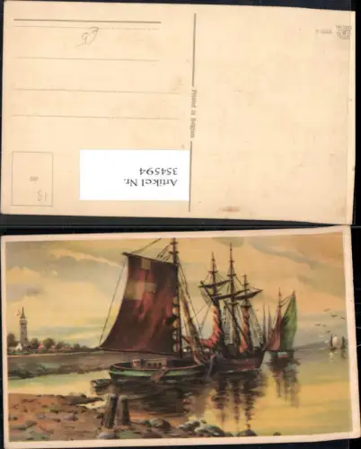 354594,Künstler Ak Segelschiffe Schiffe Landschaft Leuchtturm