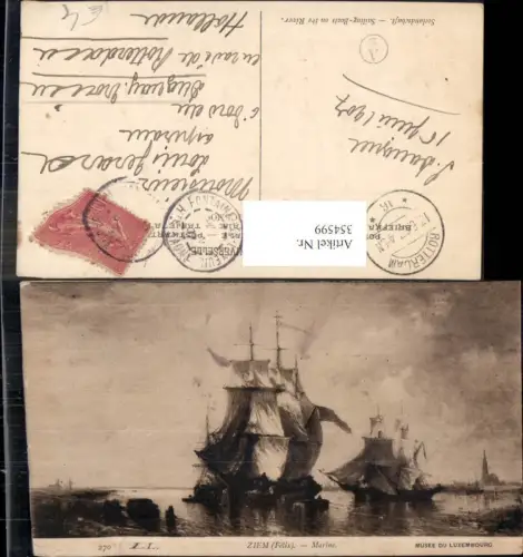 354599,Künstler Ak Felix Ziem Marine Segelschiffe Schiffe Seelandschaft Sailing-Boats on the River