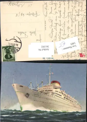 381592,Künstler Ak Schiff Hochseeschiff M/N Giulio Cesare