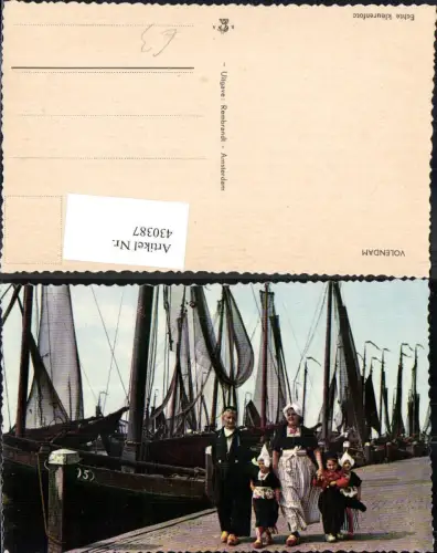 430387,Volendam Hafen Schiffe Segelschiffe Volkstypen Tracht