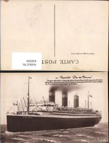 430399,Schiff Hochseeschiff Paquebot Ile de France Text