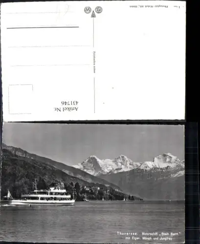 431746,Thunersee Motorschiff Stadt Bern Binnenschiff Schiff m. Eiger Mönch u. Jungfrau