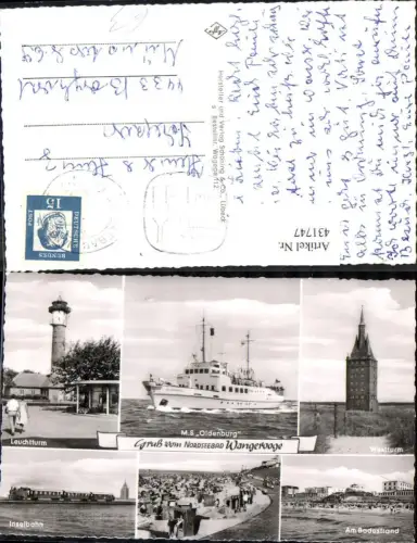 431747,Foto Mehrbild Ak M. S. Oldenburg Binnenschiff Schiff Leuchtturm Westturm Am Badestrand