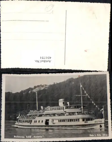 431751,Foto Ak Bodensee Dampfer Austria Binnenschiff Schiff pub J. Fritz 20a