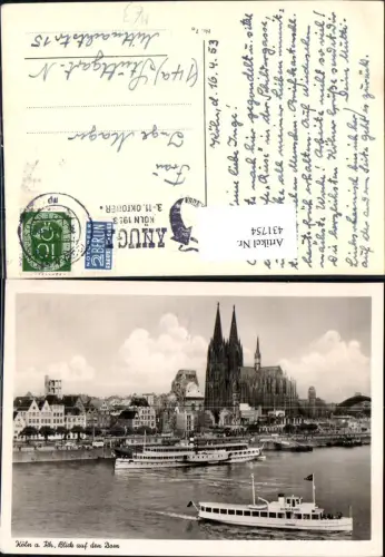 431754,Köln a. Rhein Blick a. d. Dom Dampfer Binnenschiff Schiff Henry Ford 2