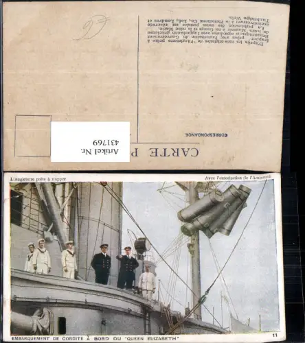 431769,Embarquement de Cordite a Bord du Queen Elizabeth Matrosen Kriegsschiff Schiff Militär