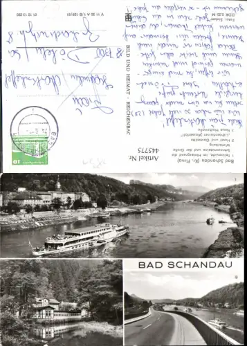 445775,Mehrbild Ak Bad Schandau Binnenschiff Schiff Hochstraße Hotel pub VEB