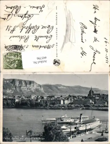 445796,Geneve Genf Vue generale et le Saleve Binnenschiffe Schiffe Dampfer