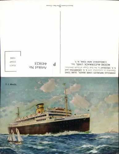 445825,Künstler Ak Fred J. Hoertz S. S. Brazil Hochseeschiff Schiff