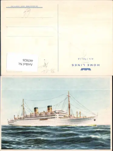 445826,Künstler Ak Home Lines m/s Italia Hochseeschiff Schiff