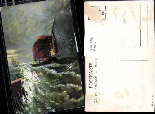 445879,Künstler Ak L. Schröpler Segelboot Segelschiff Schiff Stürmische See