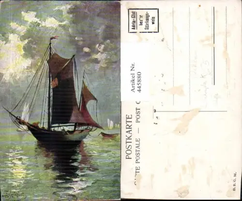 445880,Künstler Ak L. Schröpler Segelboote Schiffe Reklame Adria Glut Stärkungswein