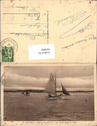 445884,Schiffe Segelboote Bretagne Sables d Or les pins Les regates devant la Plage